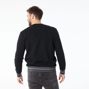 JC Lanyon Men's Barron Tipped Crew Neck Fleece Charcoal