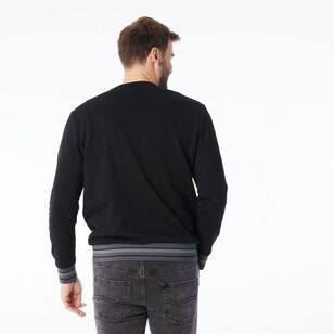 JC Lanyon Men's Barron Tipped Crew Neck Fleece Charcoal