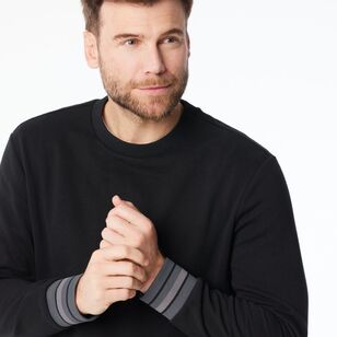 JC Lanyon Men's Barron Tipped Crew Neck Fleece Charcoal