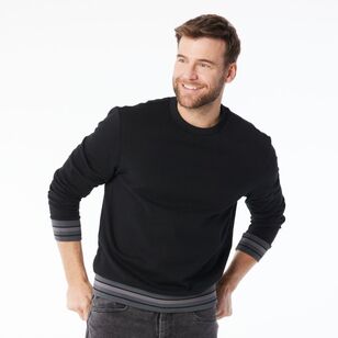 JC Lanyon Men's Barron Tipped Crew Neck Fleece Charcoal