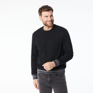 JC Lanyon Men's Barron Tipped Crew Neck Fleece Charcoal