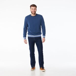 JC Lanyon Men's Barron Tipped Crew Neck Fleece Denim