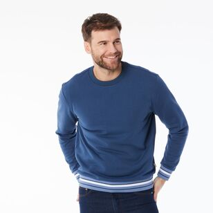 JC Lanyon Men's Barron Tipped Crew Neck Fleece Denim