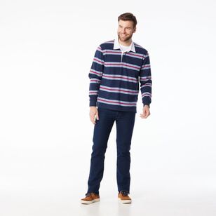 JC Lanyon Men’s Belling Engineered Stripe Rugby Navy