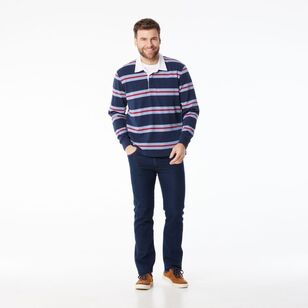 JC Lanyon Men’s Belling Engineered Stripe Rugby Navy