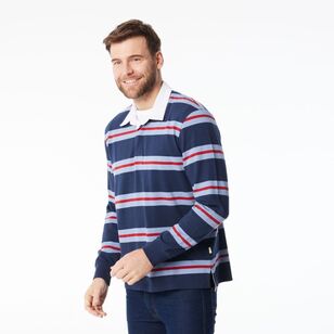 JC Lanyon Men’s Belling Engineered Stripe Rugby Navy