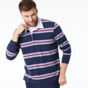 JC Lanyon Men’s Belling Engineered Stripe Rugby Navy