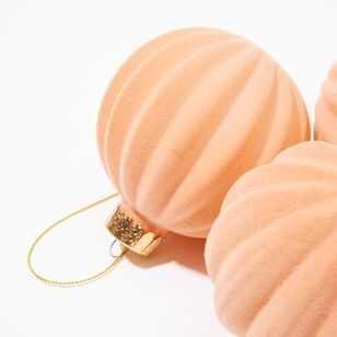 Chyka Home 8 cm Flocked Baubles Peach 9 Pack