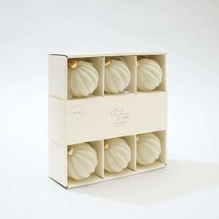 Chyka Home 8 cm Flocked Baubles Cream 9 Pack