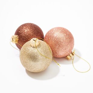 Chyka Home 8 cm Glitter Glass Baubles 9 Pack