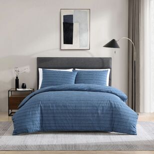 Kenneth Cole Harrington Pinstripe Quilt Cover Set Blue