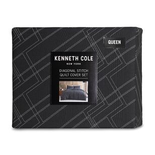 Kenneth Cole Diagonal Stitch Quilt Cover Set Black Multicoloured