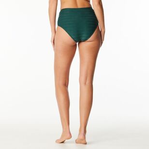 Khoko Swim Women's High Waist Control Textured Bikini Bottom Forest Green