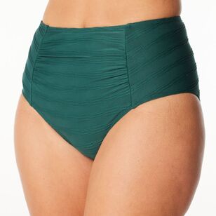 Khoko Swim Women's High Waist Control Textured Bikini Bottom Forest Green