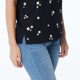 Khoko Collection Women’s Relaxed Fit Print Tee Black & White