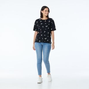 Khoko Collection Women’s Relaxed Fit Print Tee Black & White