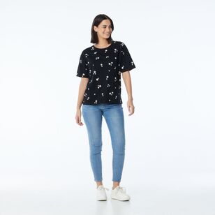 Khoko Collection Women’s Relaxed Fit Print Tee Black & White