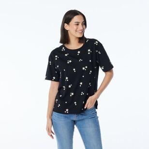 Khoko Collection Women’s Relaxed Fit Print Tee Black & White