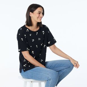 Khoko Collection Women’s Relaxed Fit Print Tee Black & White