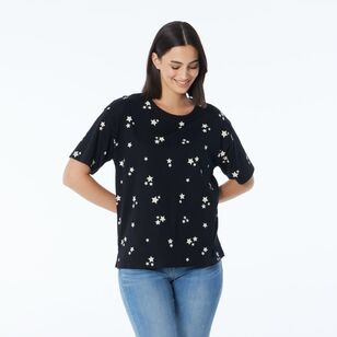 Khoko Collection Women’s Relaxed Fit Print Tee Black & White