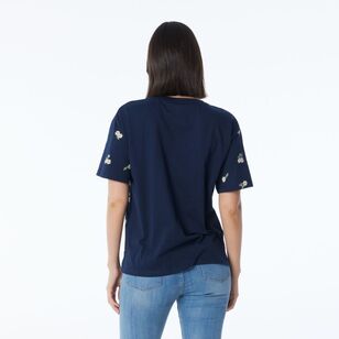 Khoko Collection Women’s Relaxed Fit Print Tee Navy & Pink