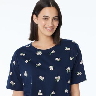 Khoko Collection Women’s Relaxed Fit Print Tee Navy & Pink