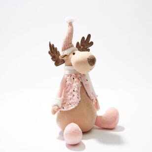 Soren Pink Sitting Plush Reindeer