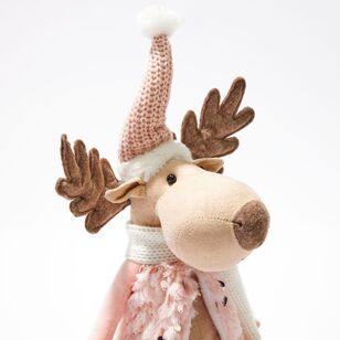 Soren Pink Sitting Plush Reindeer