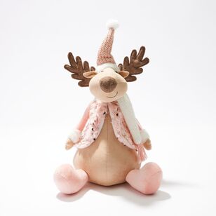 Soren Pink Sitting Plush Reindeer