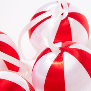 Soren Stripe Tree Baubles Red/White 4 Pack