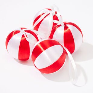 Soren Stripe Tree Baubles Red/White 4 Pack