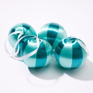 Soren Stripe Tree Baubles Teal/Mint 4 Pack