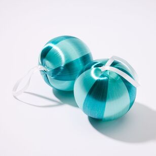 Soren Stripe Tree Baubles Teal/Mint 2 Pack