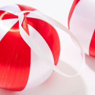 Soren Stripe Tree Baubles Red/White 2 Pack