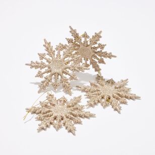 Soren Glitter Snowflake Tree Decoration Set of 4 Champagne