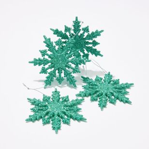 Soren Glitter Snowflake Tree Decoration Set of 4 Mint