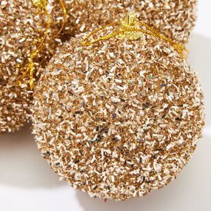 Soren Shatterproof Glitter Baubles Champagne 3 Pack