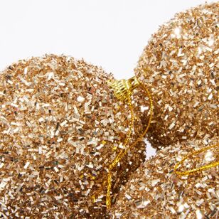 Soren Shatterproof Glitter Baubles Champagne 3 Pack