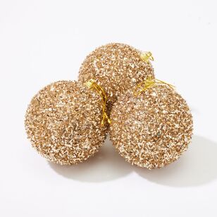 Soren Shatterproof Glitter Baubles Champagne 3 Pack