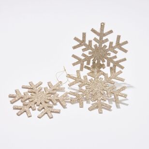 Soren Large Glitter Snowflake Tree Decoration Set of 3 Chamgpagne