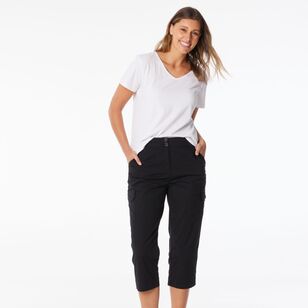 Khoko Collection Women's Rib Waist Crop Pants Black