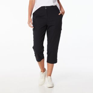 Khoko Collection Women's Rib Waist Crop Pants Black