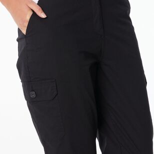 Khoko Collection Women's Rib Waist Crop Pants Black