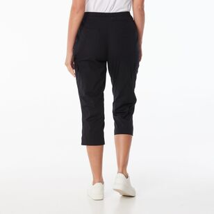 Khoko Collection Women's Rib Waist Crop Pants Black