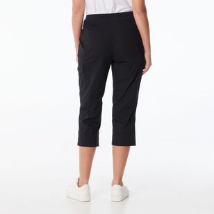 Khoko Collection Women's Rib Waist Crop Pants Black