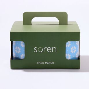 Soren Pack Of 4 Mugs Blue Daisy