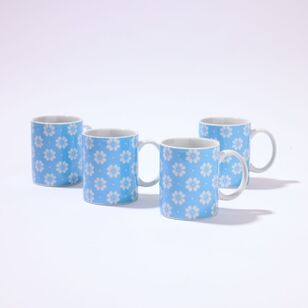 Soren Pack Of 4 Mugs Blue Daisy