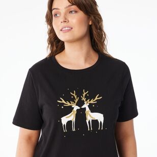 Khoko Collection Christmas Tee Shirt Reindeer Reindeer Print