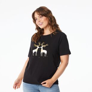 Khoko Collection Christmas Tee Shirt Reindeer Reindeer Print