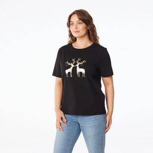 Khoko Collection Christmas Tee Shirt Reindeer Reindeer Print